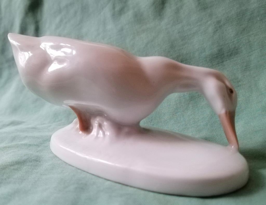 Rosenthal porselein beeldje Witte eend, Verzamelen, Beelden en Beeldjes, Gebruikt, Dier, Ophalen of Verzenden