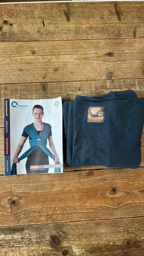Babylonia tricot slen draagdoek bio katoen petrol blauw, Overige merken, Draagdoek, Ophalen of Verzenden, Zo goed als nieuw