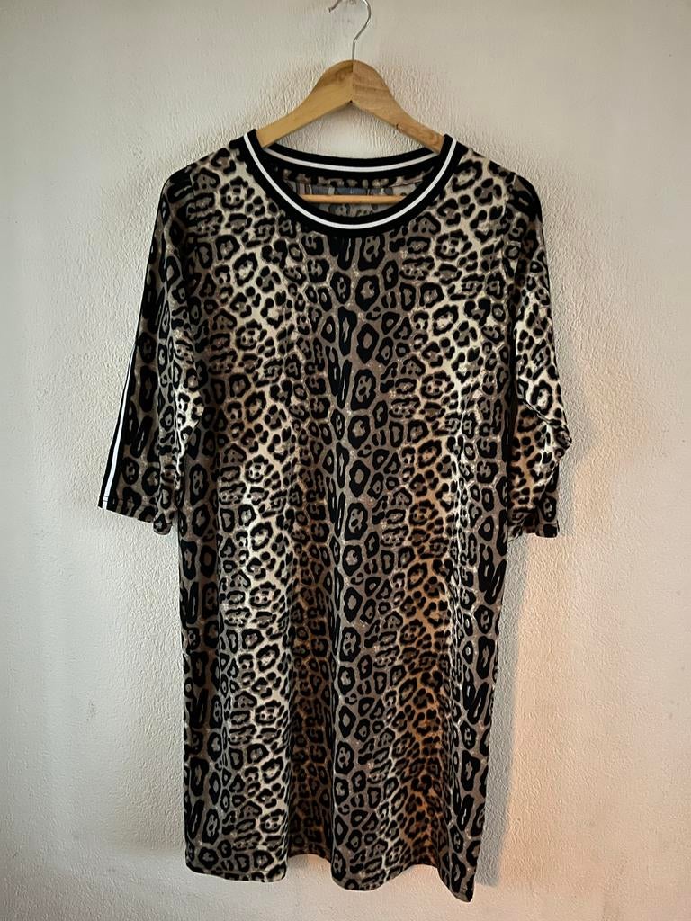 Leopard jurkje maat 44 met bies, Bruin, Maat 42/44 (L), Ophalen of Verzenden, Zo goed als nieuw