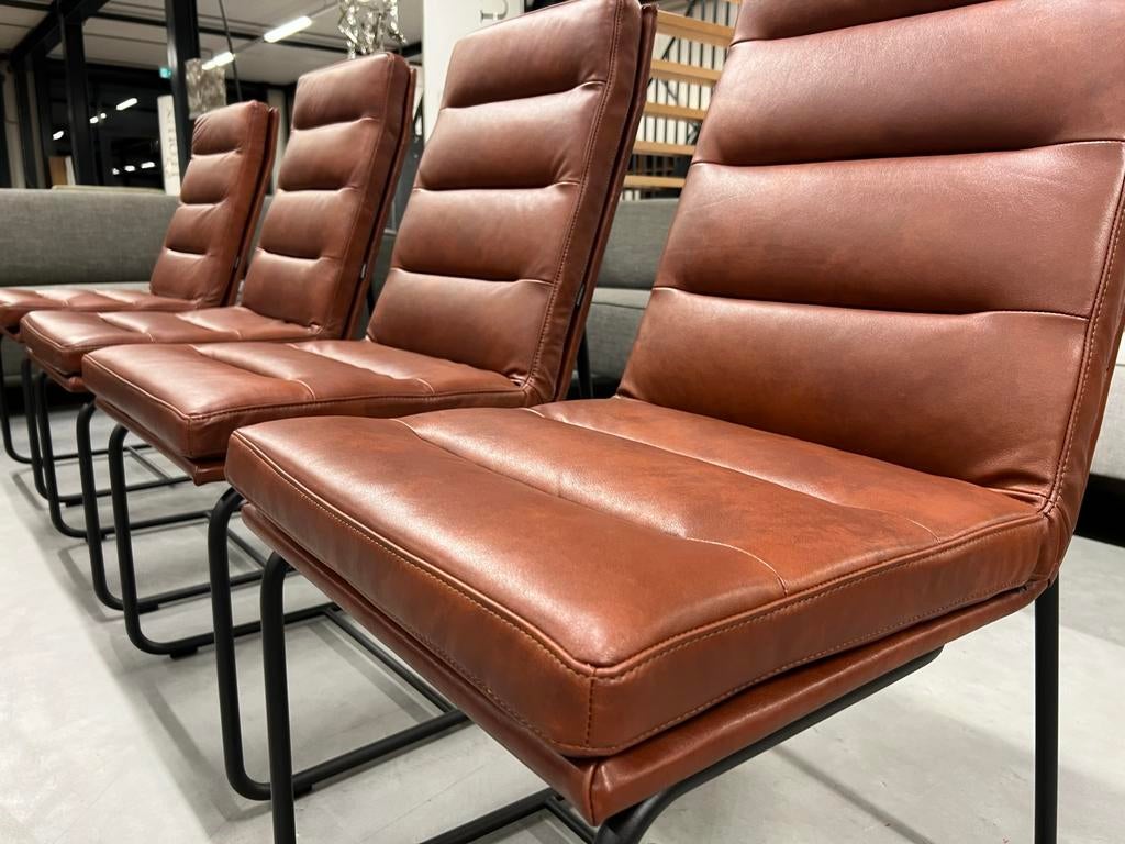 4 Nieuw Gelderland 7854 Eetkamerstoelen bruin leer Stoel, Bruin, Nieuw, Leer, Vier