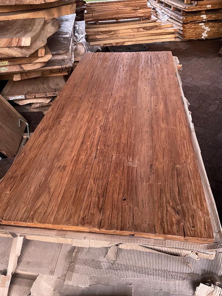 Teak deuren/tafel reclaimed wood loft geborsteld opruiming, 215 cm of meer, Binnendeur, Nieuw, Vouwdeur