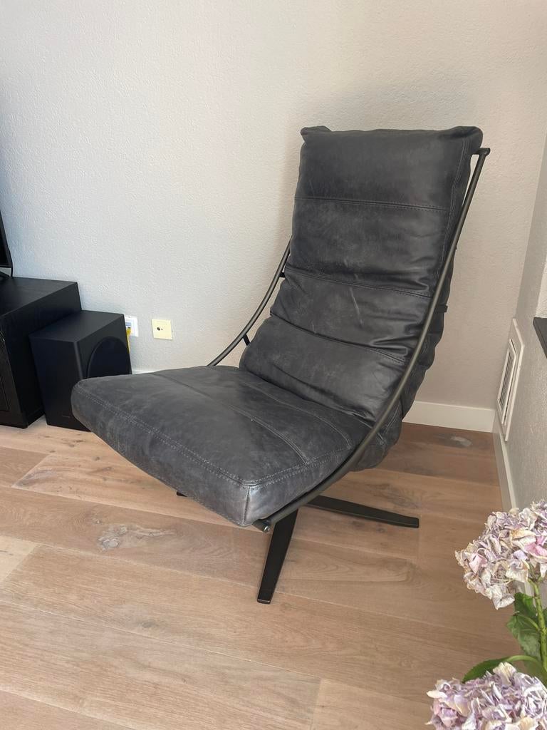'T Anker stoere leren draaifauteuil, Ophalen, Zo goed als nieuw, Industrieel, 50 tot 75 cm