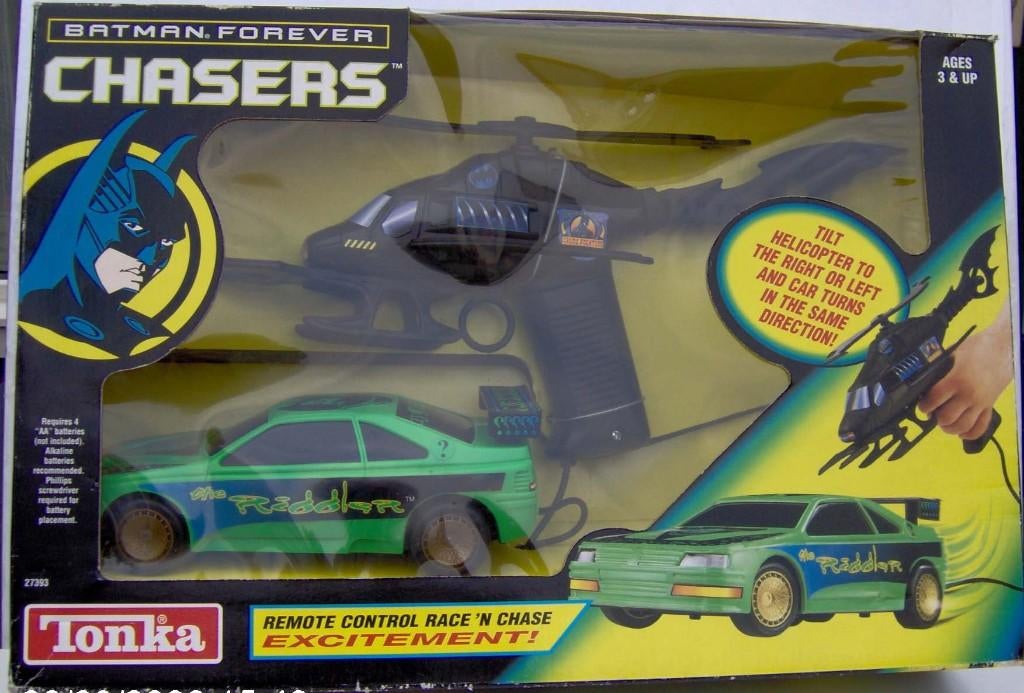 Kenner 1995 Batman Chasers Riddler Car en Helikopter film tv, Ophalen of Verzenden, Nieuw, Film, Beeldje, Replica of Model
