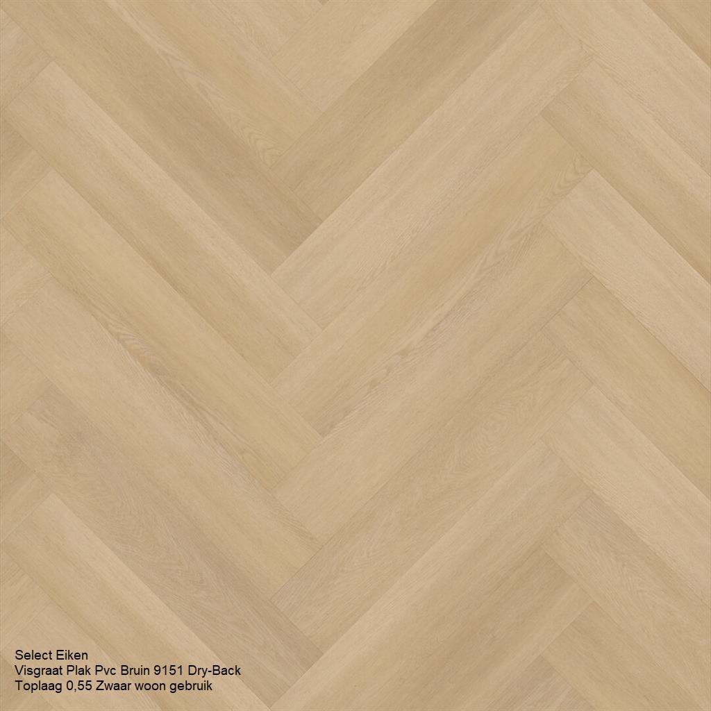 Visgraat XL Plak Pvc Bruin Oak 2,5mm Toplaag 0,55 €24,95m2, 75 m² of meer, Nieuw, Ophalen of Verzenden, Beige