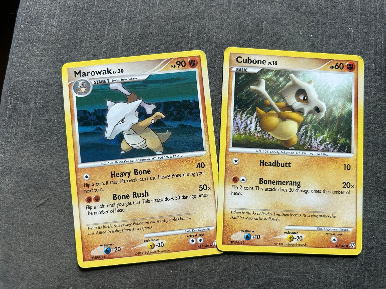 Pokémon kaarten: Cubone en Marowak (Engels), Verzenden, Gebruikt, Losse kaart