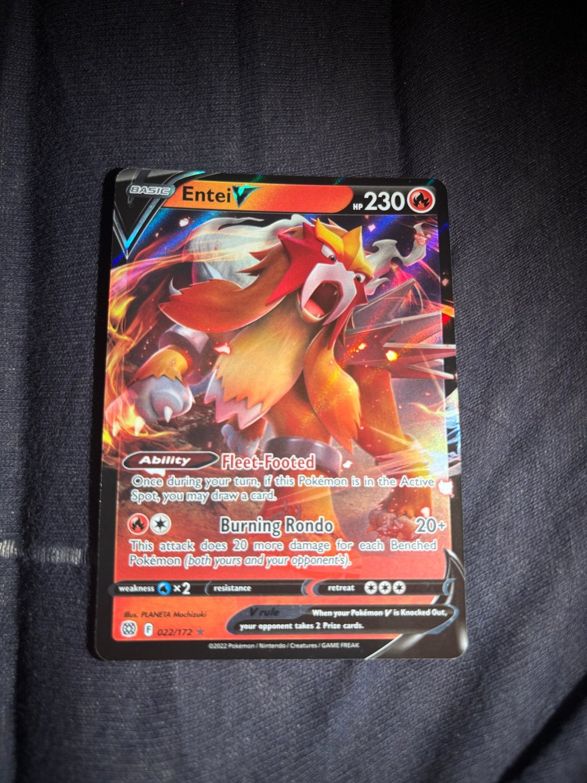 Pokémon Kaart: Entei V (022/172) - Fleet-Footed, Ophalen, Zo goed als nieuw, Losse kaart, Foil