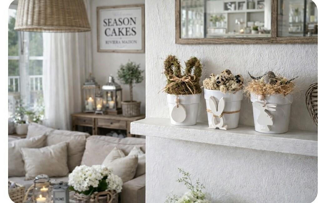 3 witte potjes met deco en hanger, Ophalen, Minder dan 10 m²
