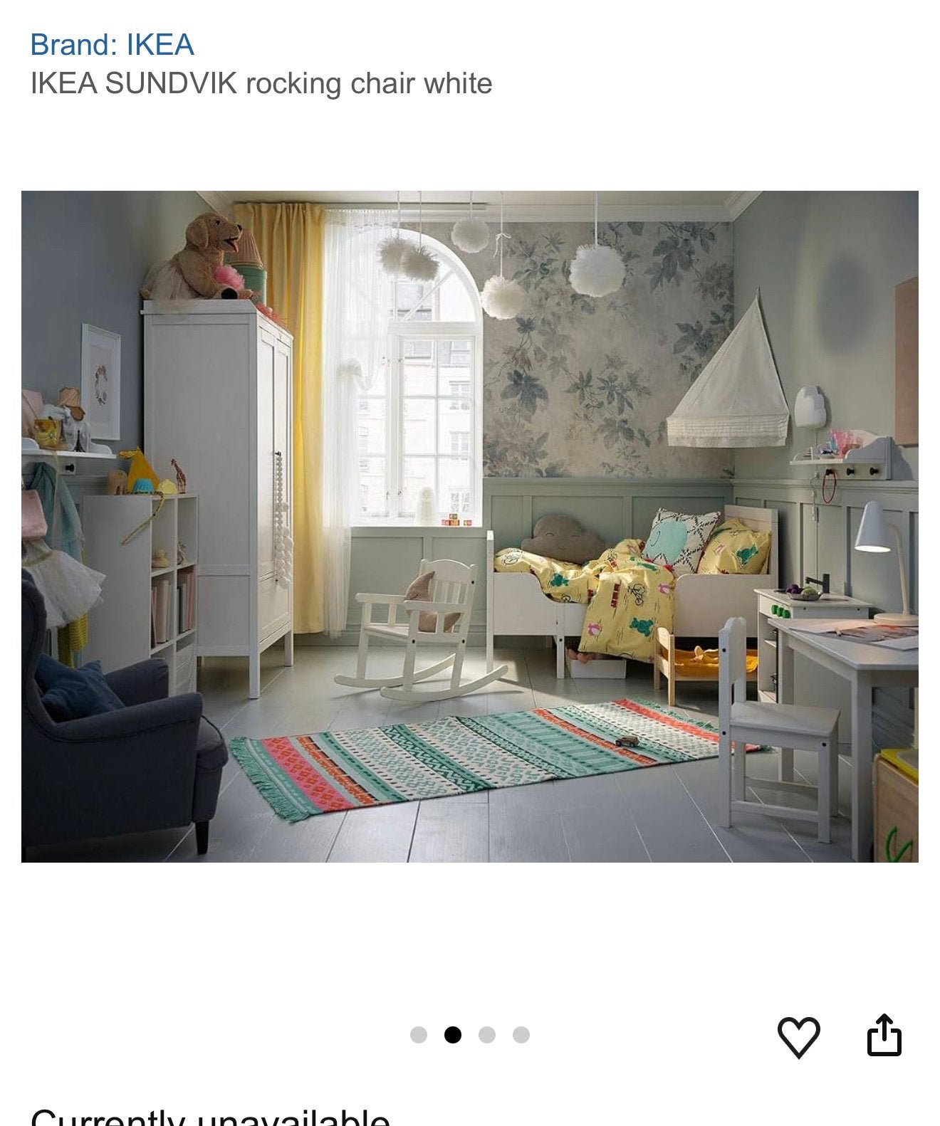 IKEA SUNDVIK schommelstoel wit voor kinderen, Kinderen en Baby's, Ophalen of Verzenden, Zo goed als nieuw, Stoel(en)
