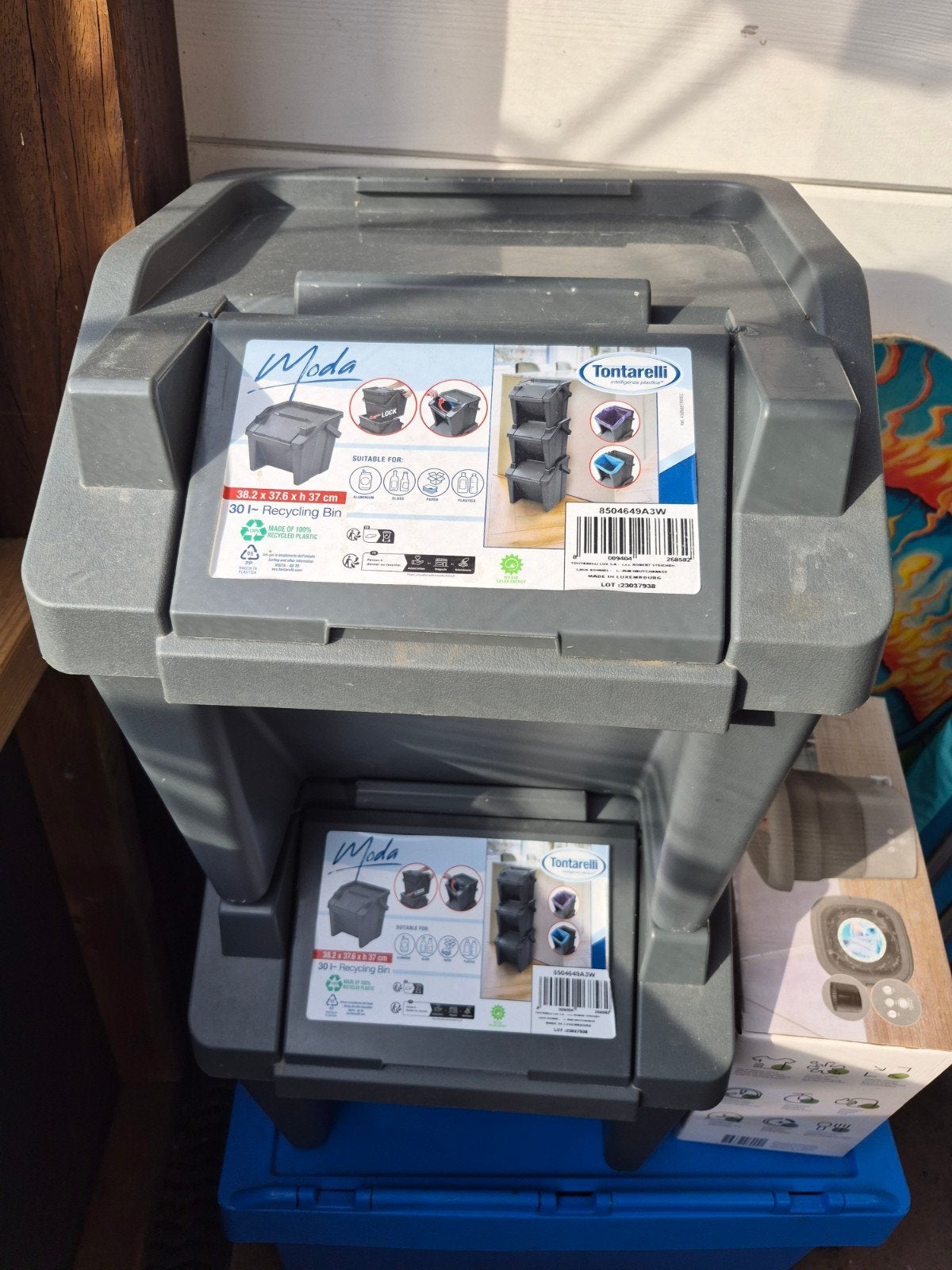Tontarelli Moda Recycling Bin - 30L Stapelbare Afvalbak, Huis en Inrichting, Woonaccessoires | Prullenbakken, 40 liter of meer