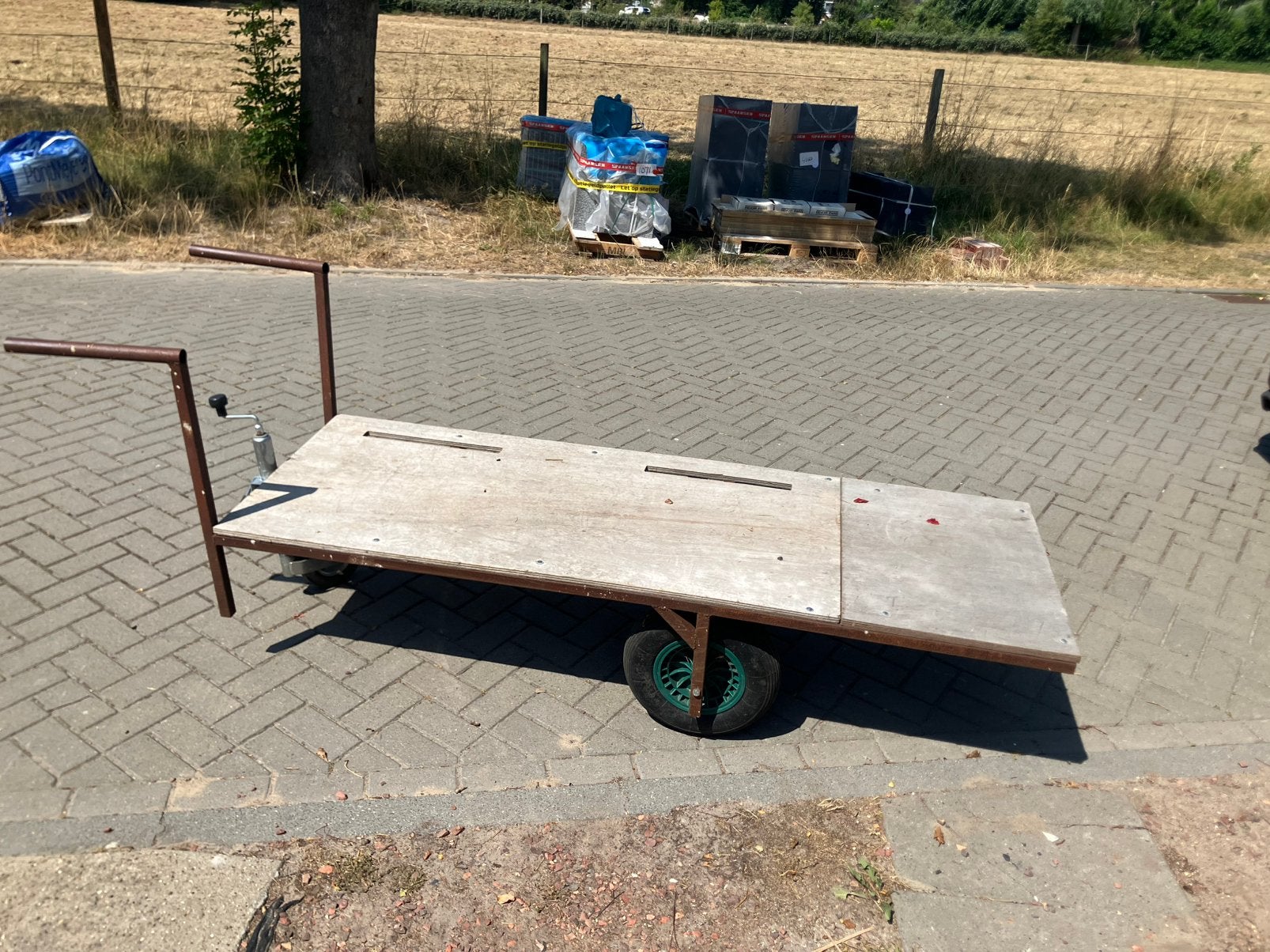 Platte kar, transportwagen, trekkar transportkar tuinkar, Doe-het-zelf en Verbouw, Transportwagens, 100 liter of meer, Ophalen