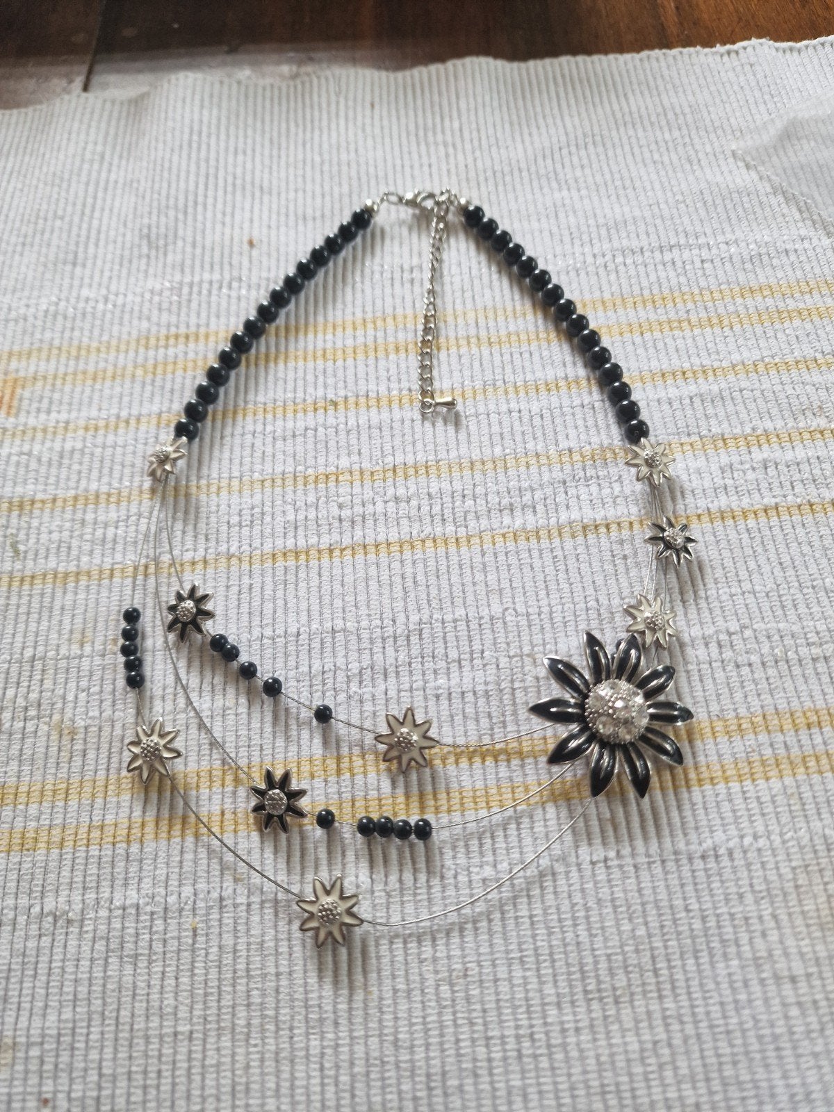 Prachtige Edelweis halsketting, Sieraden, Tassen en Uiterlijk, Kettingen, Ophalen of Verzenden, Zo goed als nieuw, Zilver, Steen of Mineraal