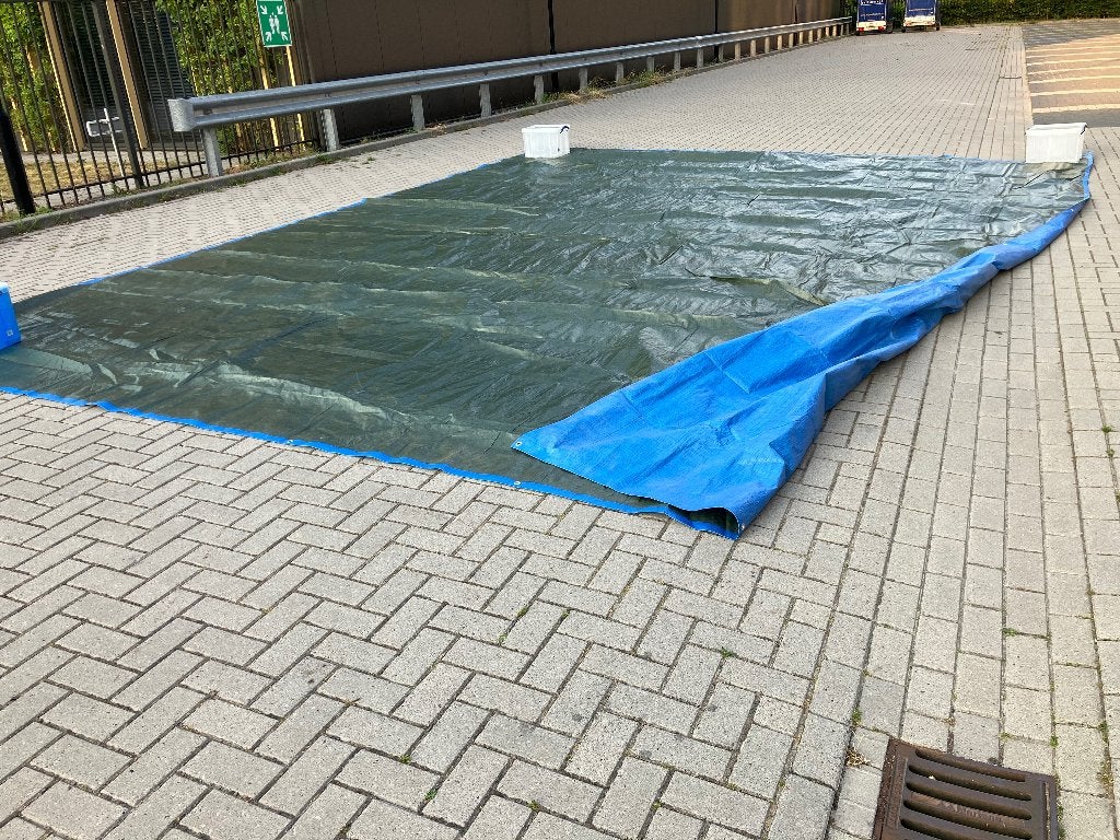 dekzeil, groen/blauw, dekzeil, Doe-het-zelf en Verbouw, Zeil en Folie, Ophalen, Zo goed als nieuw, 15 m² of meer, Zeil