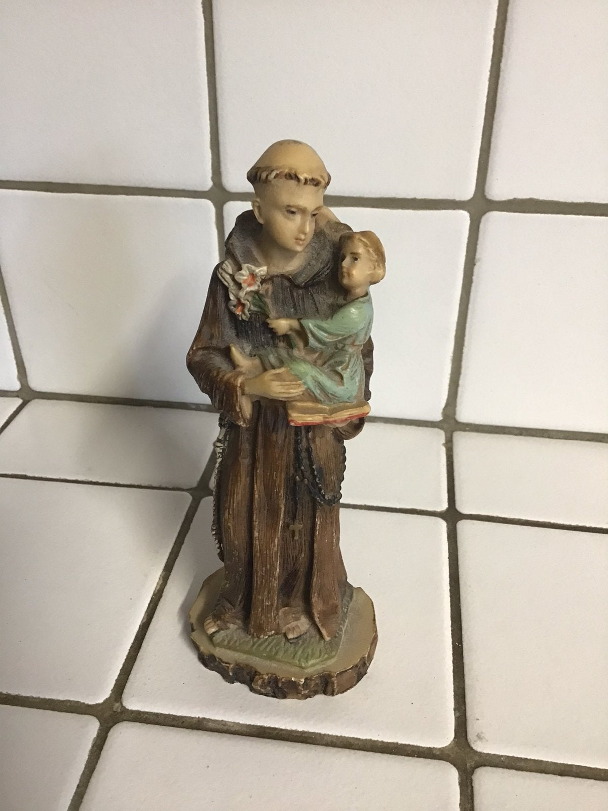 Beeldje heilige Sint Antonius handgeschilderd, Ophalen of Verzenden, Zo goed als nieuw