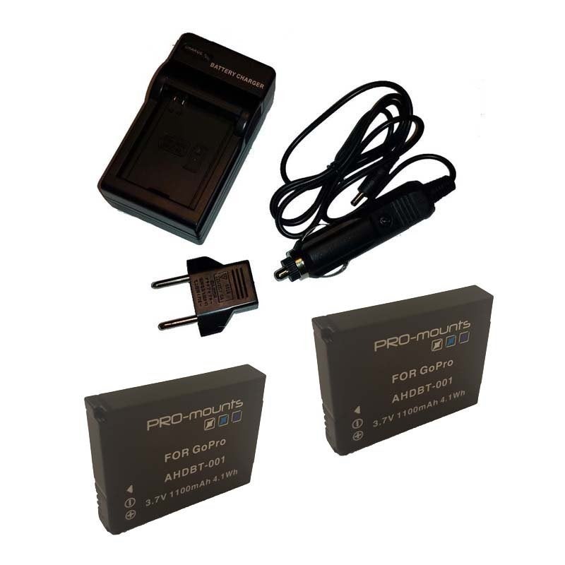 GoPro HD Hero/Hero2 Laderset met 2 batterijen SALE!!!, Ophalen of Verzenden, Nieuw, GoPro