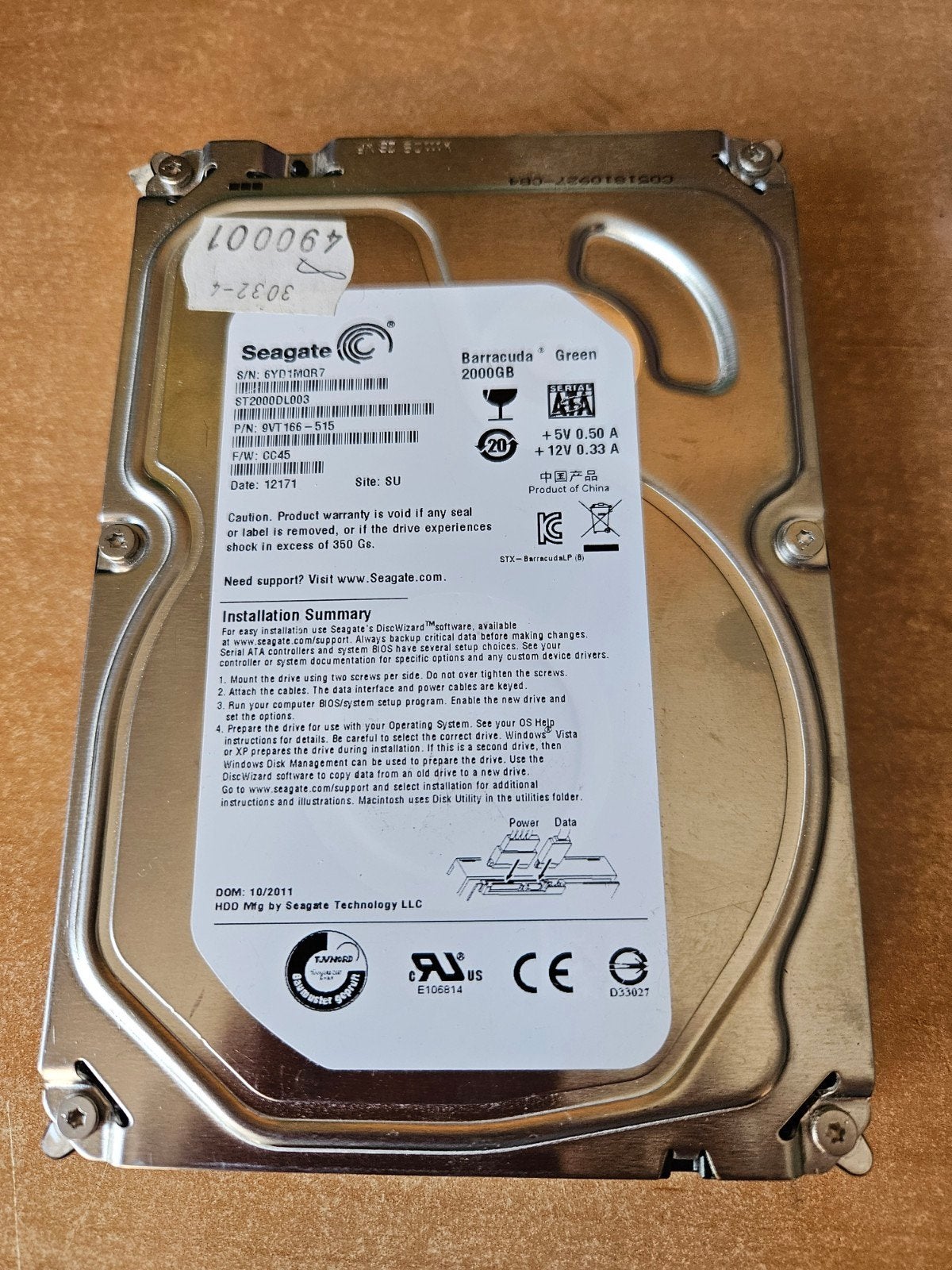 Seagate Barracuda Green 2TB HDD - Intern, SATA, Intern, 2TB, Gebruikt, Ophalen of Verzenden