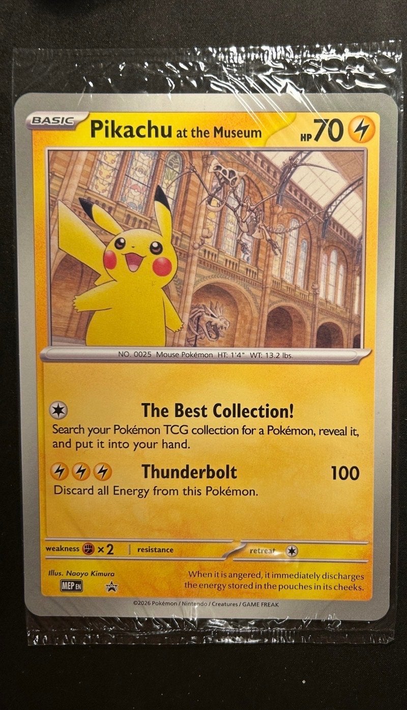 Pokemon Pikachu at the Museum sealed promo, Ophalen of Verzenden, Zo goed als nieuw, Losse kaart