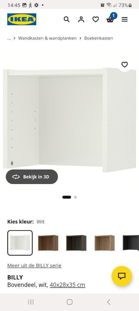 Billy boekenkast bovendeel, Ophalen, Nieuw, 50 tot 100 cm, Minder dan 100 cm