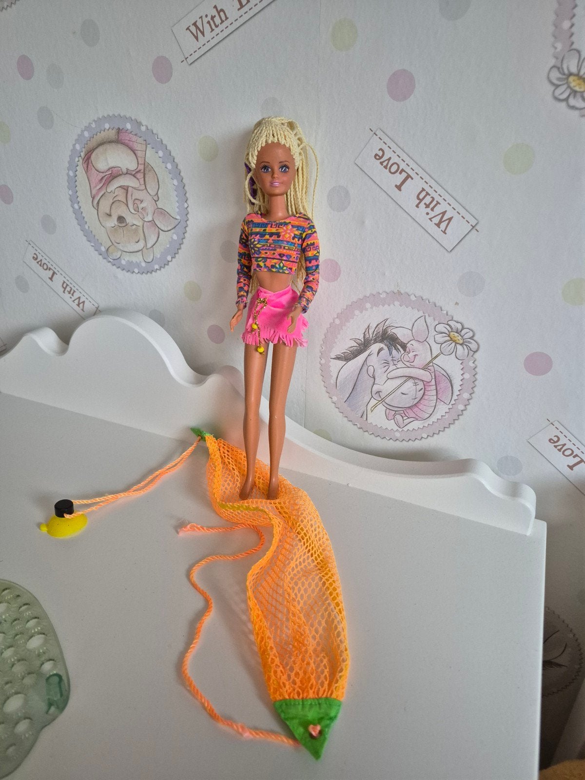 Vintage Barbie pop met rasta haar - Uniek en kleurrijk!, Ophalen of Verzenden, Gebruikt, Barbie