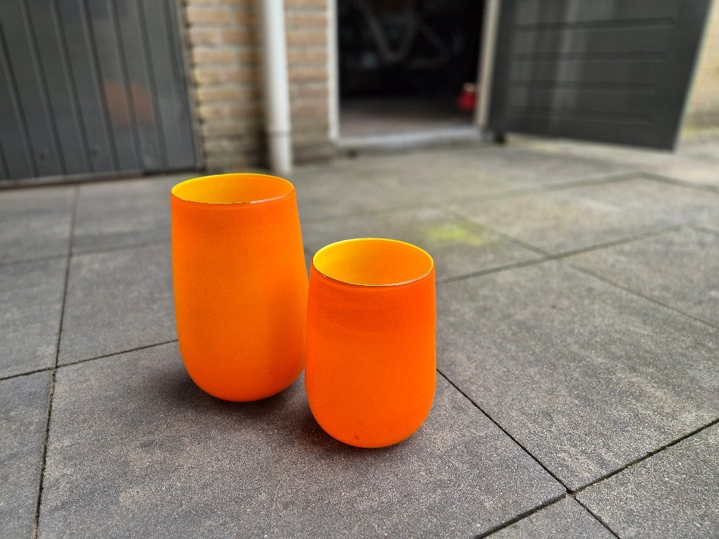 2 vazen, Ophalen, Gebruikt, Oranje, Glas