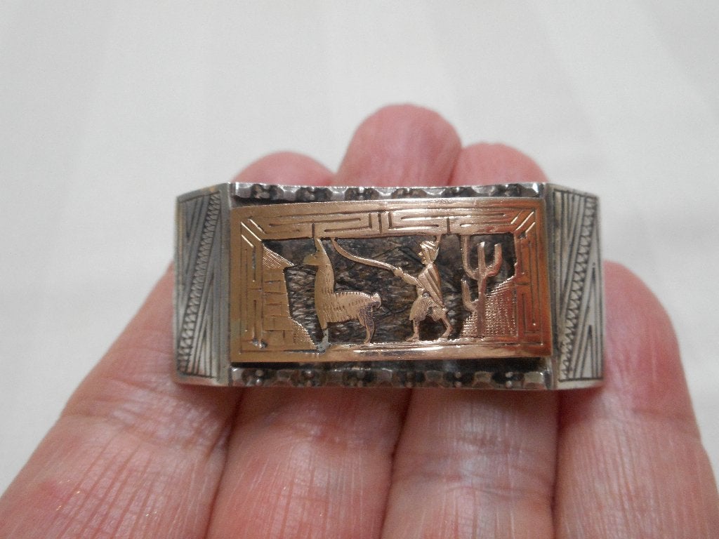 Zilver met goud vintage Peruaanse broche nr.1643