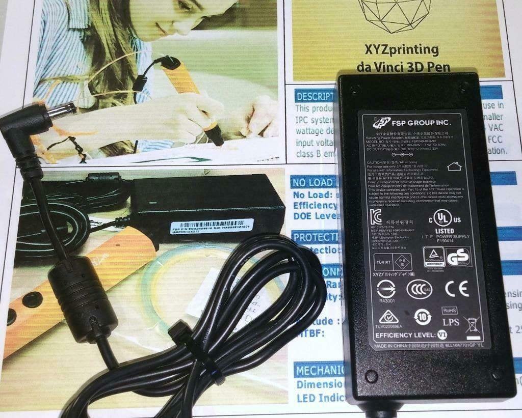 FSP FSP040-RHAN XYZ DaVinci 3D Pen Lader 12V 3A 40W Adapter, Ophalen of Verzenden, Zo goed als nieuw