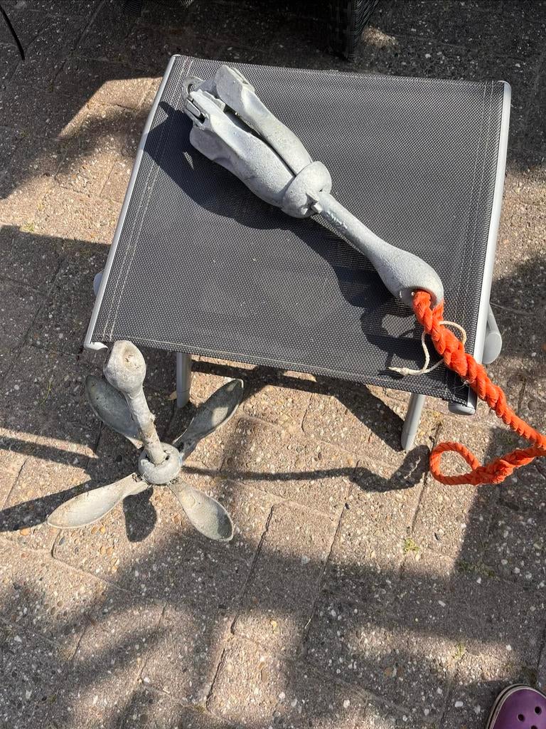 Paraplu dreg anker inklapbaar gegalvaniseerd staal, 2 stuks, Ophalen of Verzenden, Gebruikt