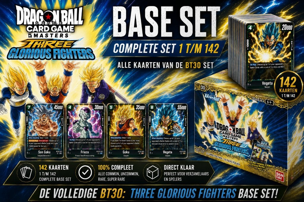 Dragon Ball BT30 Base Set - Three Glorious Fighters, Ophalen of Verzenden, Zo goed als nieuw, Meerdere kaarten