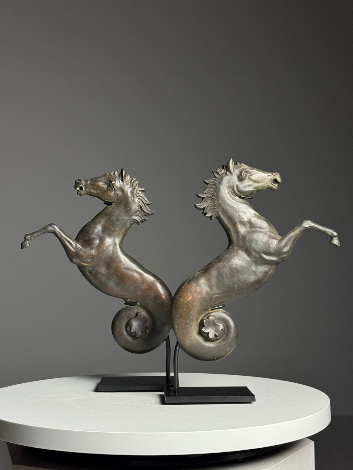 Set van 2 bronzen zeepaarden landelijk, Ophalen of Verzenden, Zo goed als nieuw