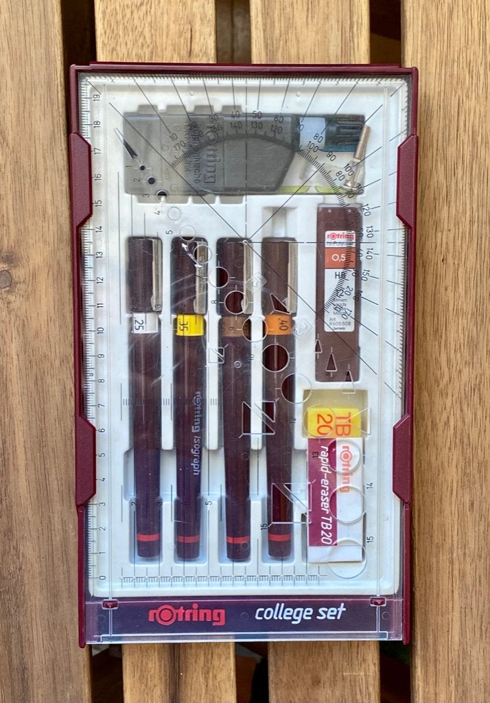 Vintage Rotring Isograph College Set, Ophalen of Verzenden, Gebruikt, Potlood of Stift