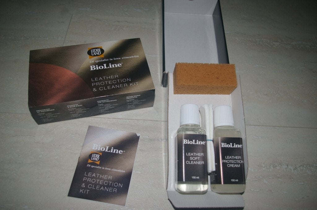 Bioline Leather protection & cleaner kit ( Lederland ), Huis en Inrichting, Banken | Bankstellen, Ophalen of Verzenden