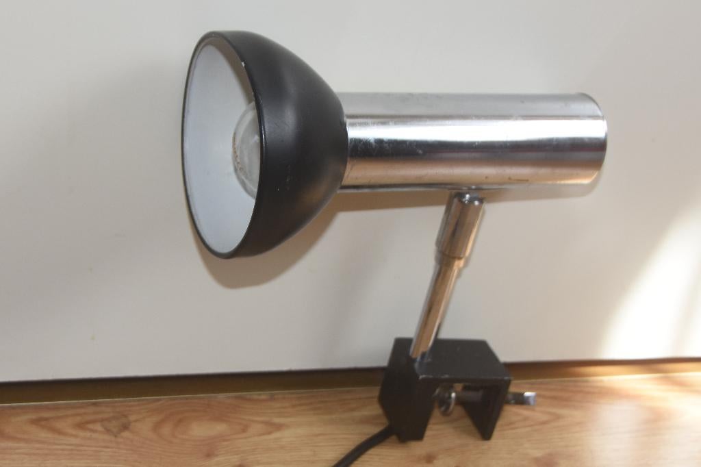 Vintage Retro Klemlamp Bureaulamp Tafellamp Space Age, Verzenden, Gebruikt, Metaal