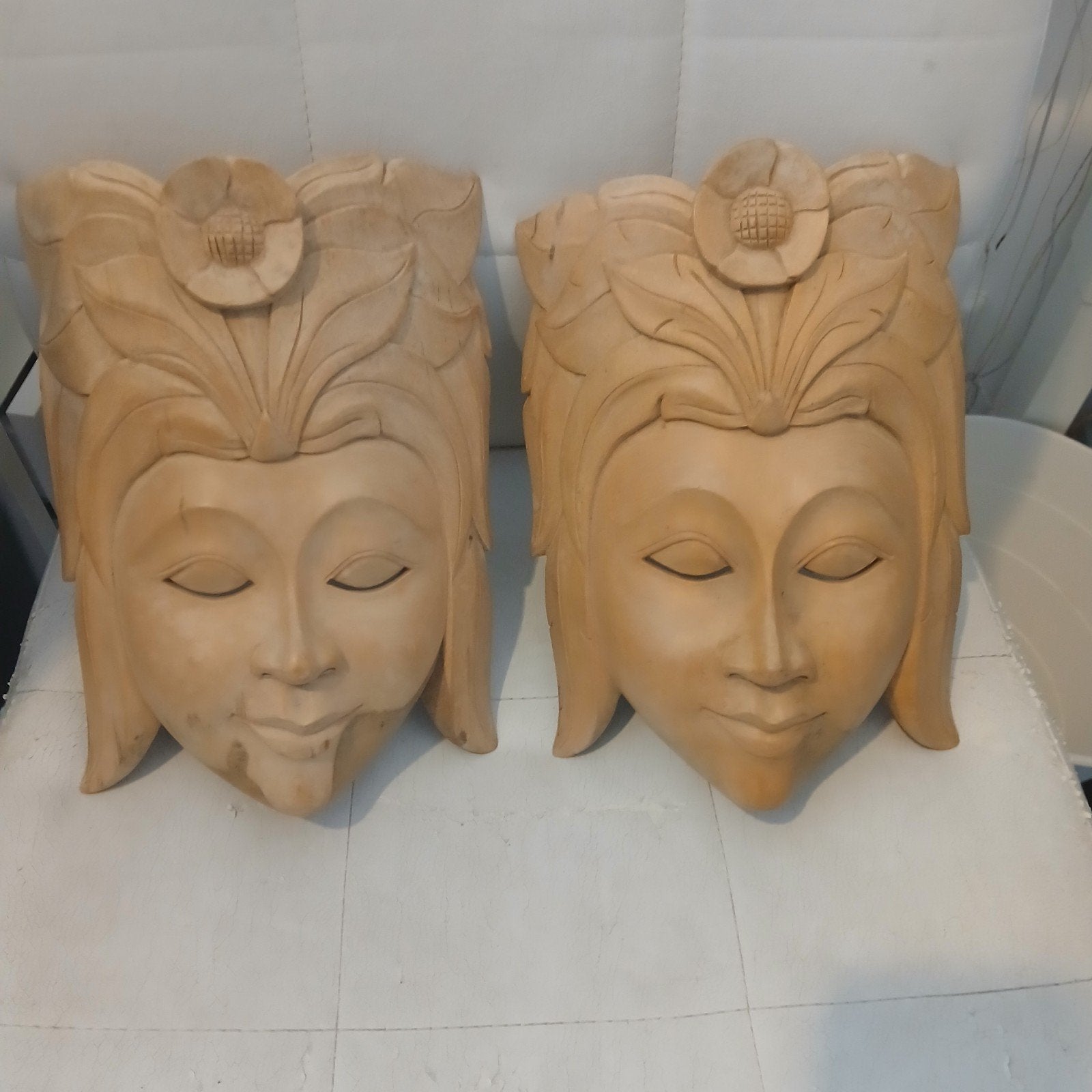 Indonesisch handgesneden maskers 2st., Huis en Inrichting, Ophalen of Verzenden