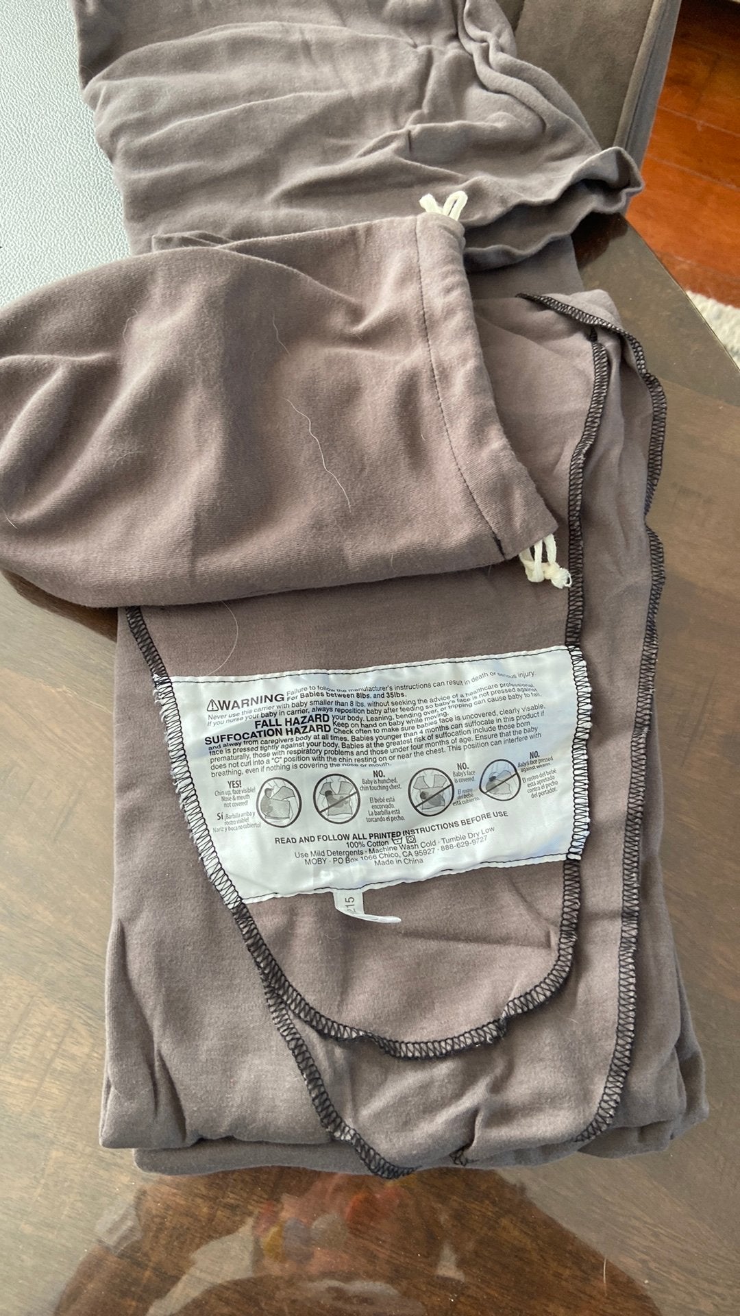 Draagdoek Moby wrap antraciet grijs zgan, Overige merken, Draagdoek, Ophalen of Verzenden, Zo goed als nieuw