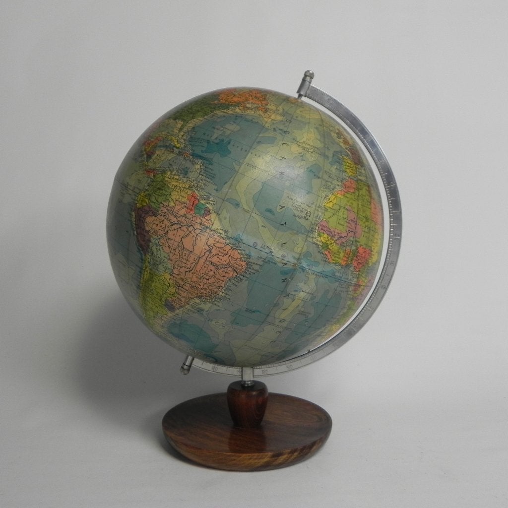 Rath Globe van papier mache op houten voet, jaren 60, -, -, Nieuw, Ophalen of Verzenden