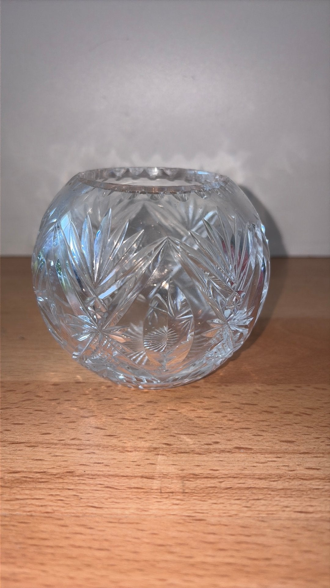Vintage geslepen kristallen rozenkom/waxinelichthouder, Antiek en Kunst, Ophalen of Verzenden