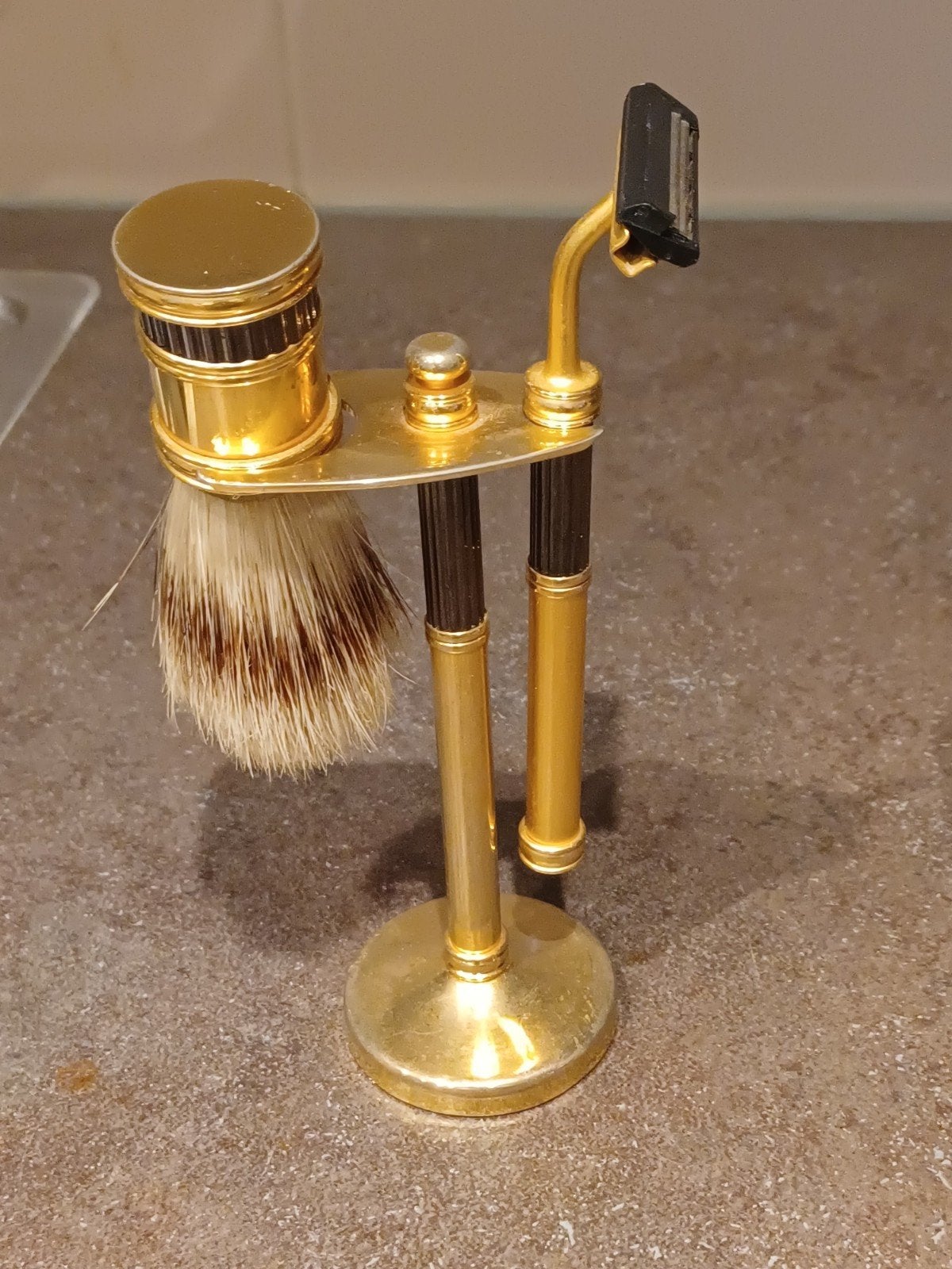 Vintage Scheerset: Scheerkwast, Scheermes en Houder, Ophalen of Verzenden, Gebruikt, Overige typen