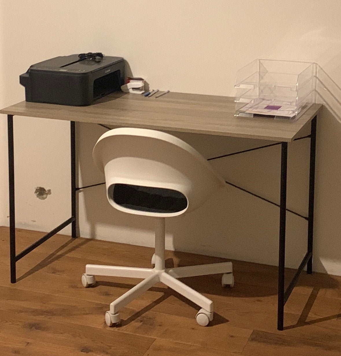 Bureau metaal zwart en hout v Jysk 120x 60x 75 cm, Ophalen, 120 cm, Zo goed als nieuw, Jysk