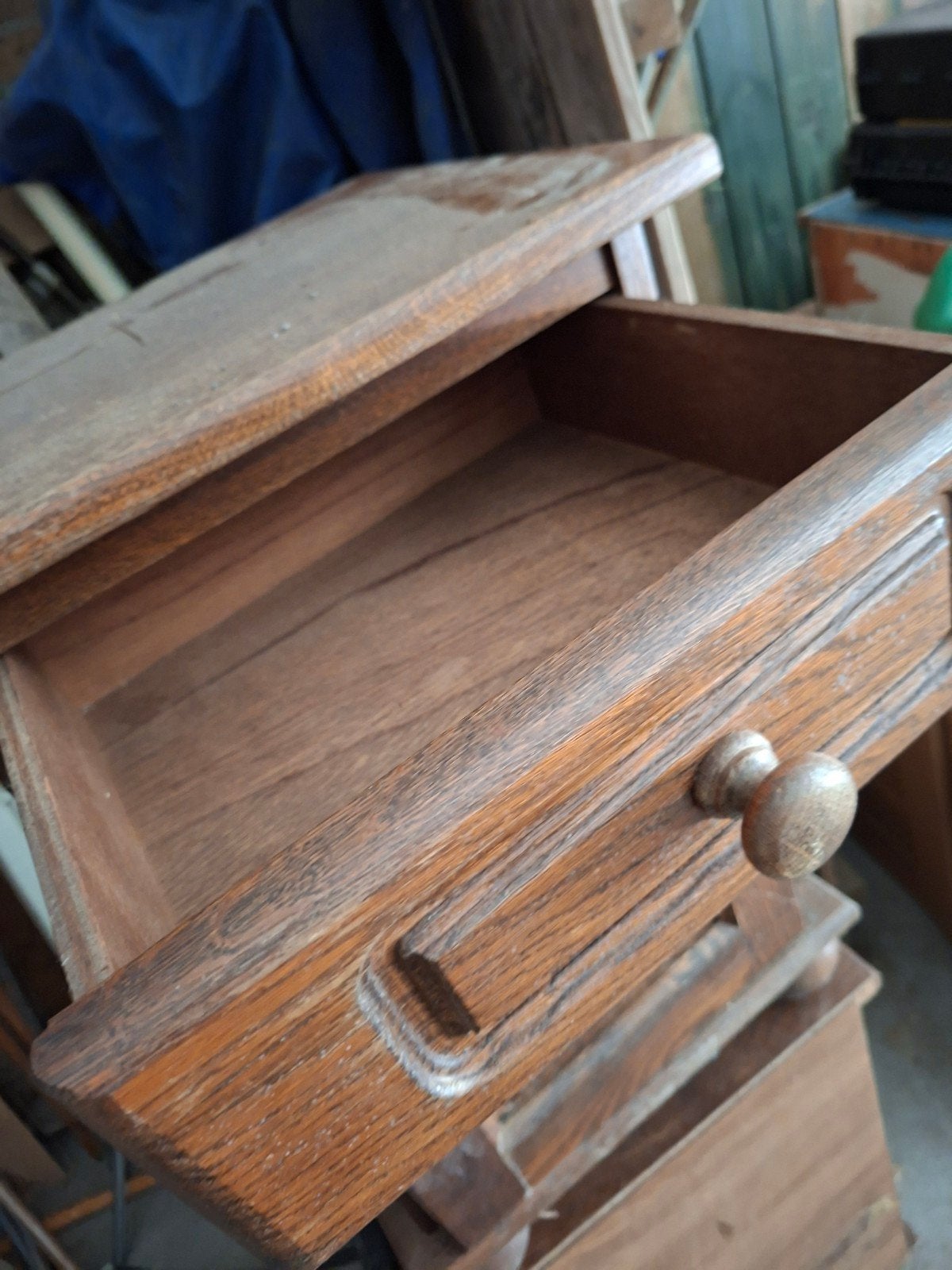 Vintage eiken nachtkastje met lade en deurtje, Ophalen of Verzenden