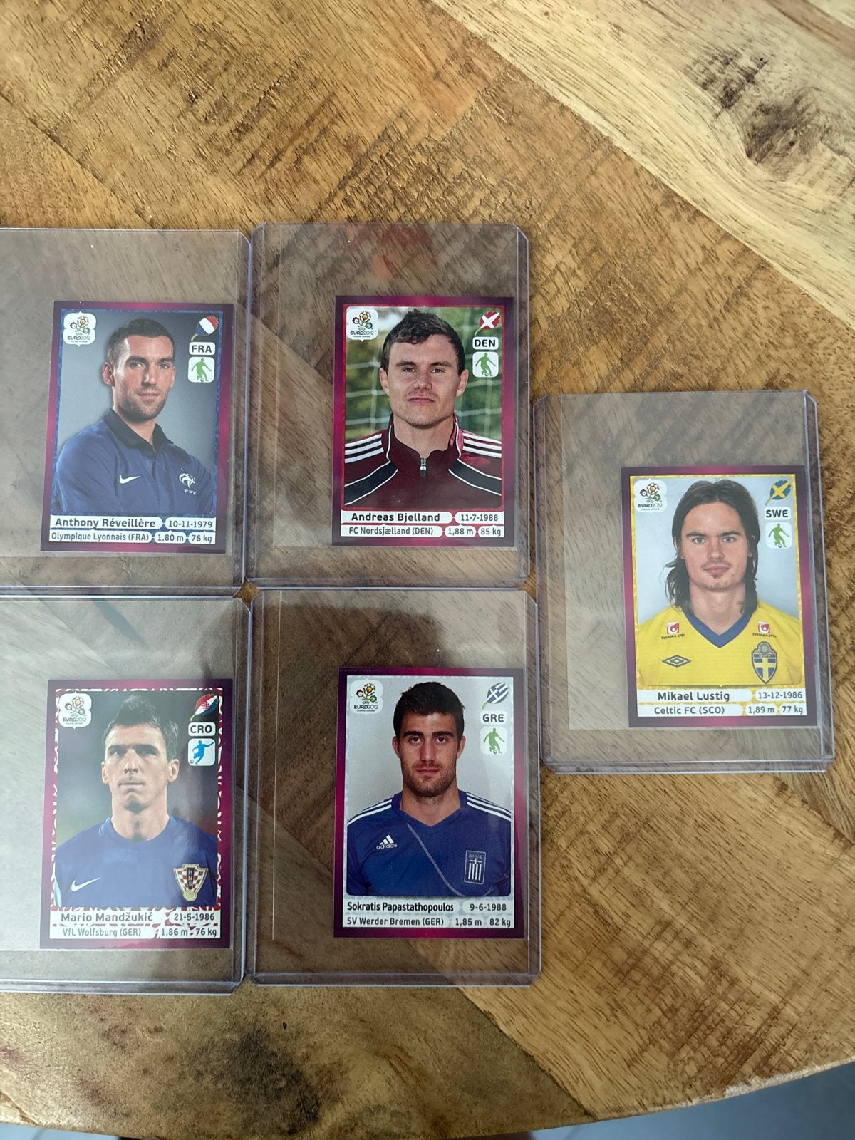 Panini Euro 2012 Stickers met paarse rand (5 stuks), Ophalen, Gebruikt, Overige sporten, Poster, Plaatje of Sticker