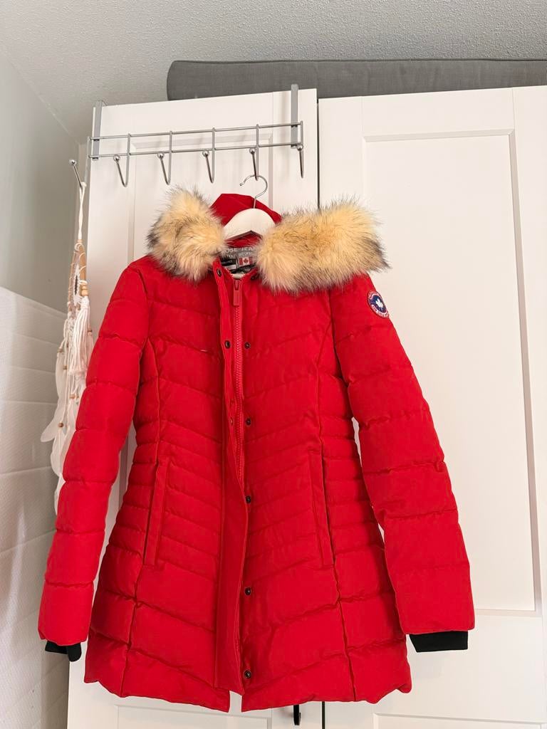Paragoose winterjas rood, maat M, Kleding | Dames, Jassen | Winter, Ophalen of Verzenden, Zo goed als nieuw, Maat 38/40 (M), Rood