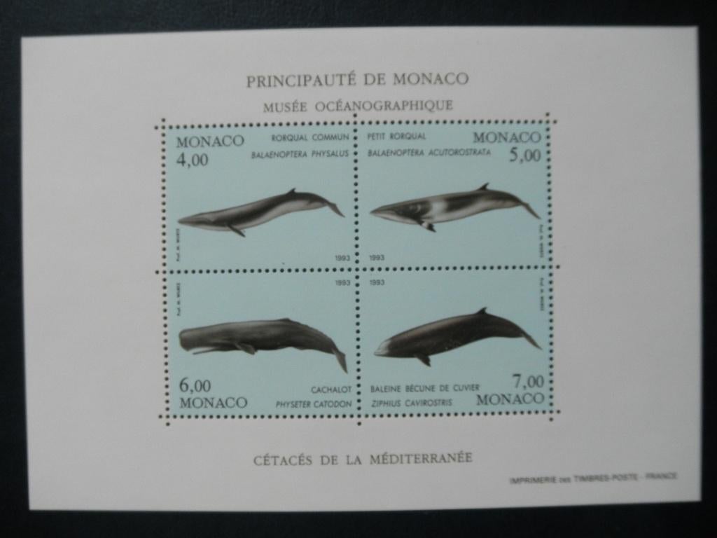 Postzegels Monaco 1993 blok 58 vinvissen - cw 14,00 postfris, Ophalen of Verzenden, Postfris