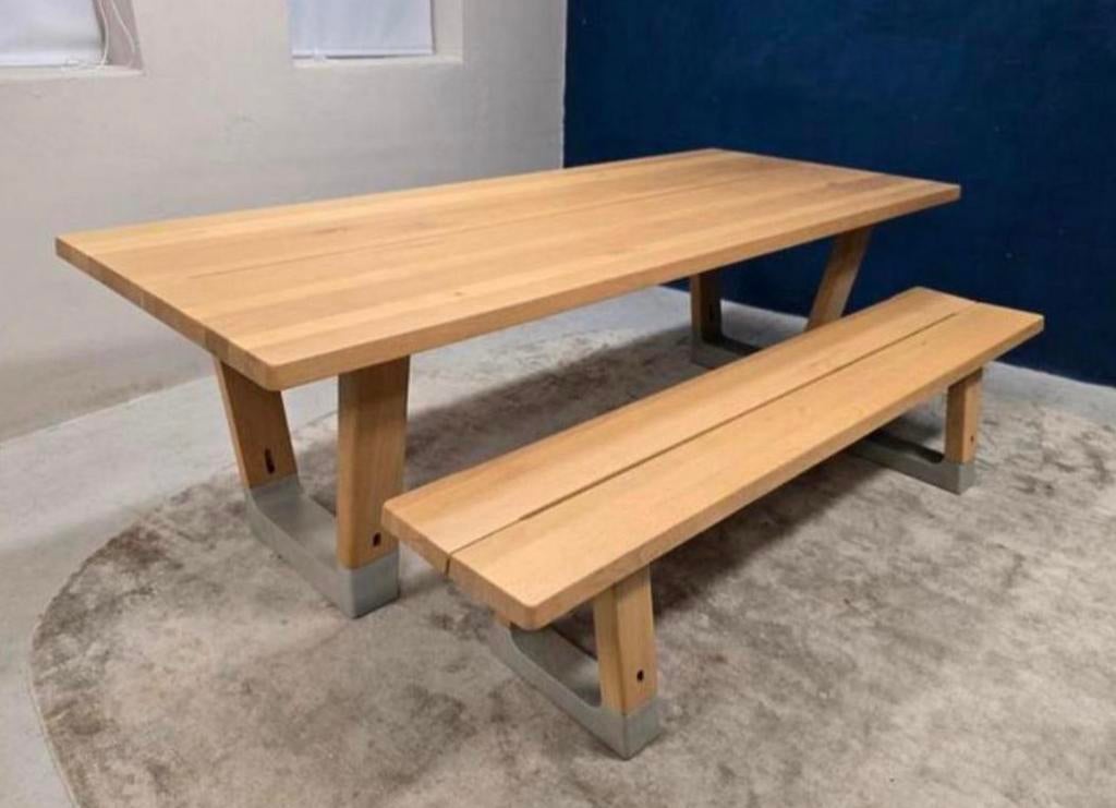 Arco Base tafel eiken naturel vv betonnen voet 100x240cm, Huis en Inrichting, Tafels | Bijzettafels, Arco, Info@micheldethouars.nl