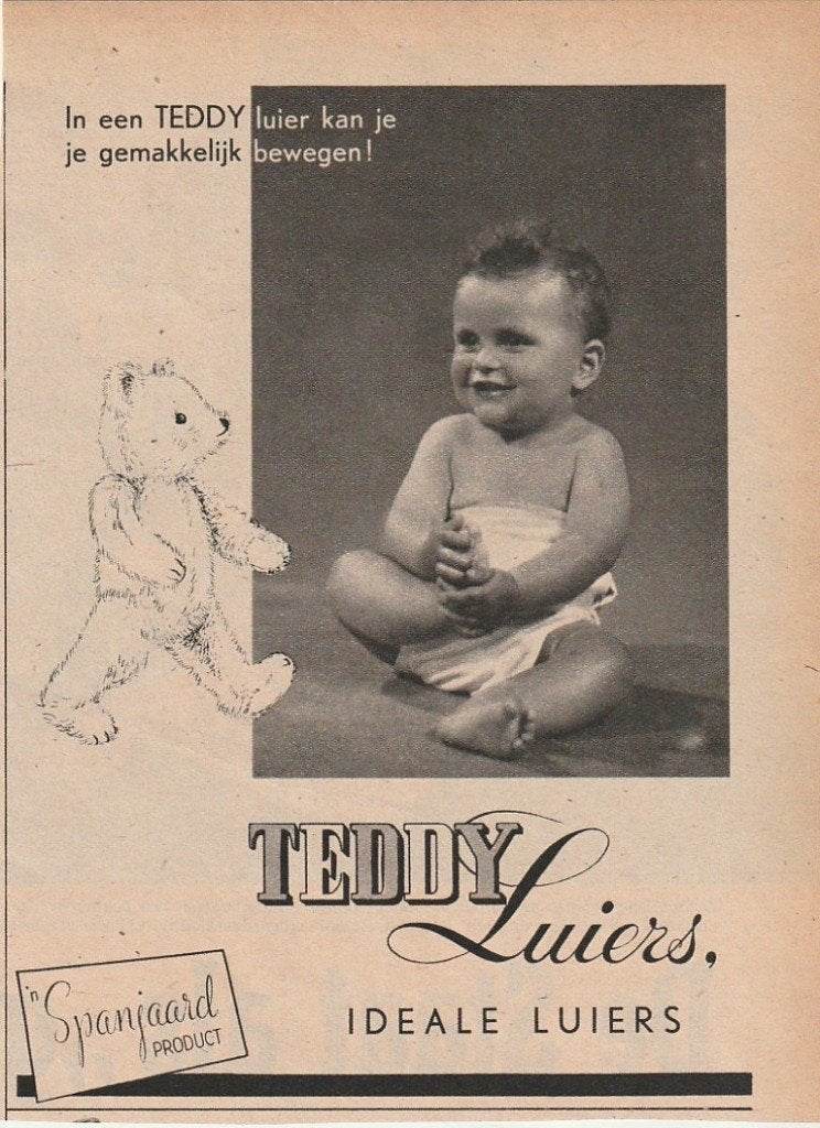 retro reclame 1951 Teddy baby luiers gemakkelijk bewegen, Verzamelen, Retro, Verzenden, Overige typen