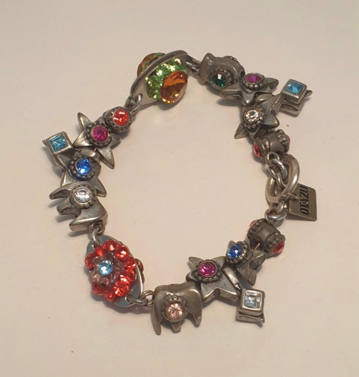 Otazu Vintage Bedelarmband - Multicolor Kristal, Overige materialen, Overige kleuren, Ophalen of Verzenden, Zo goed als nieuw