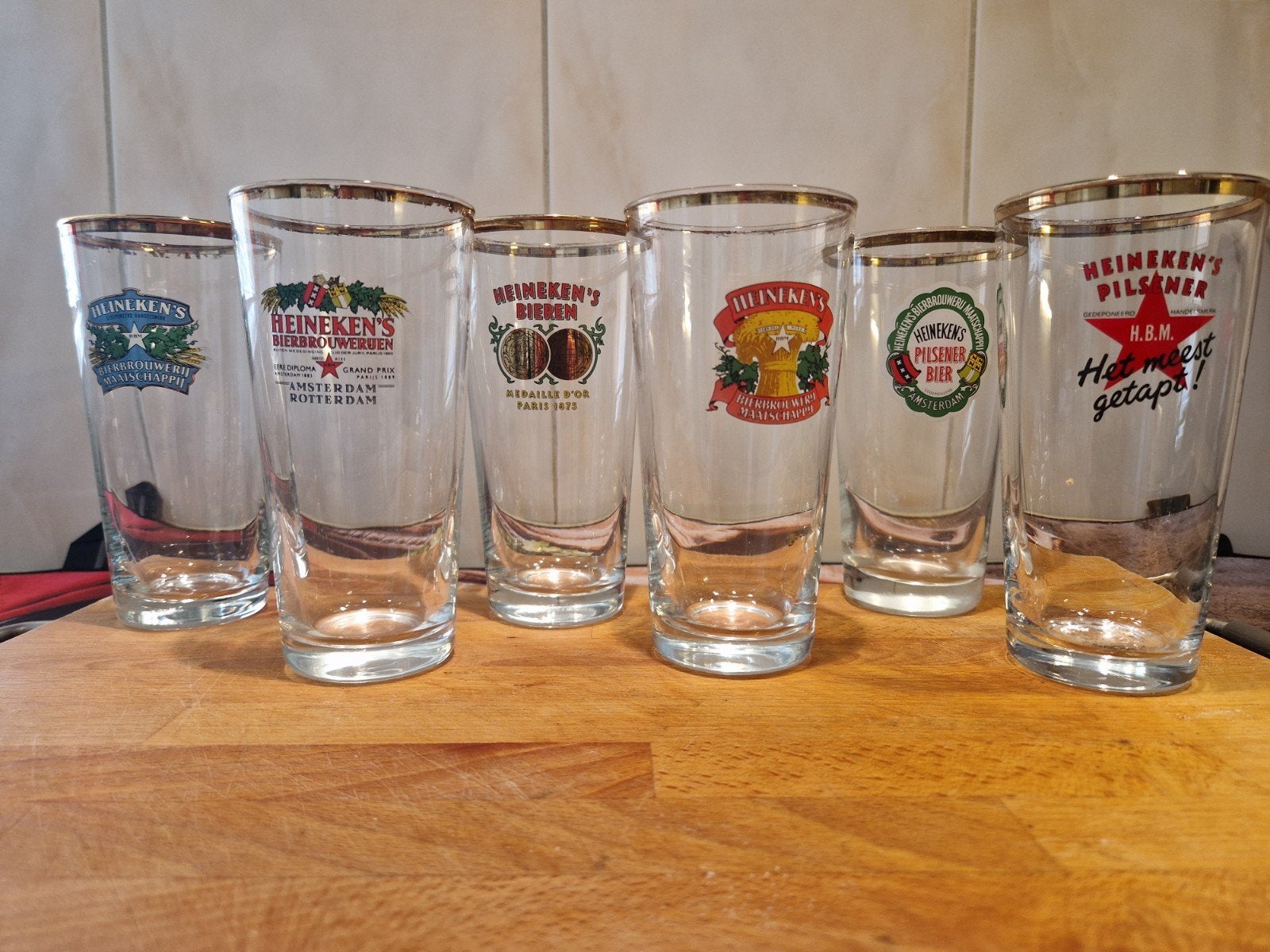 Set van 6 vintage Heineken bierglazen - verzamelobject, Verzamelen, Ophalen of Verzenden