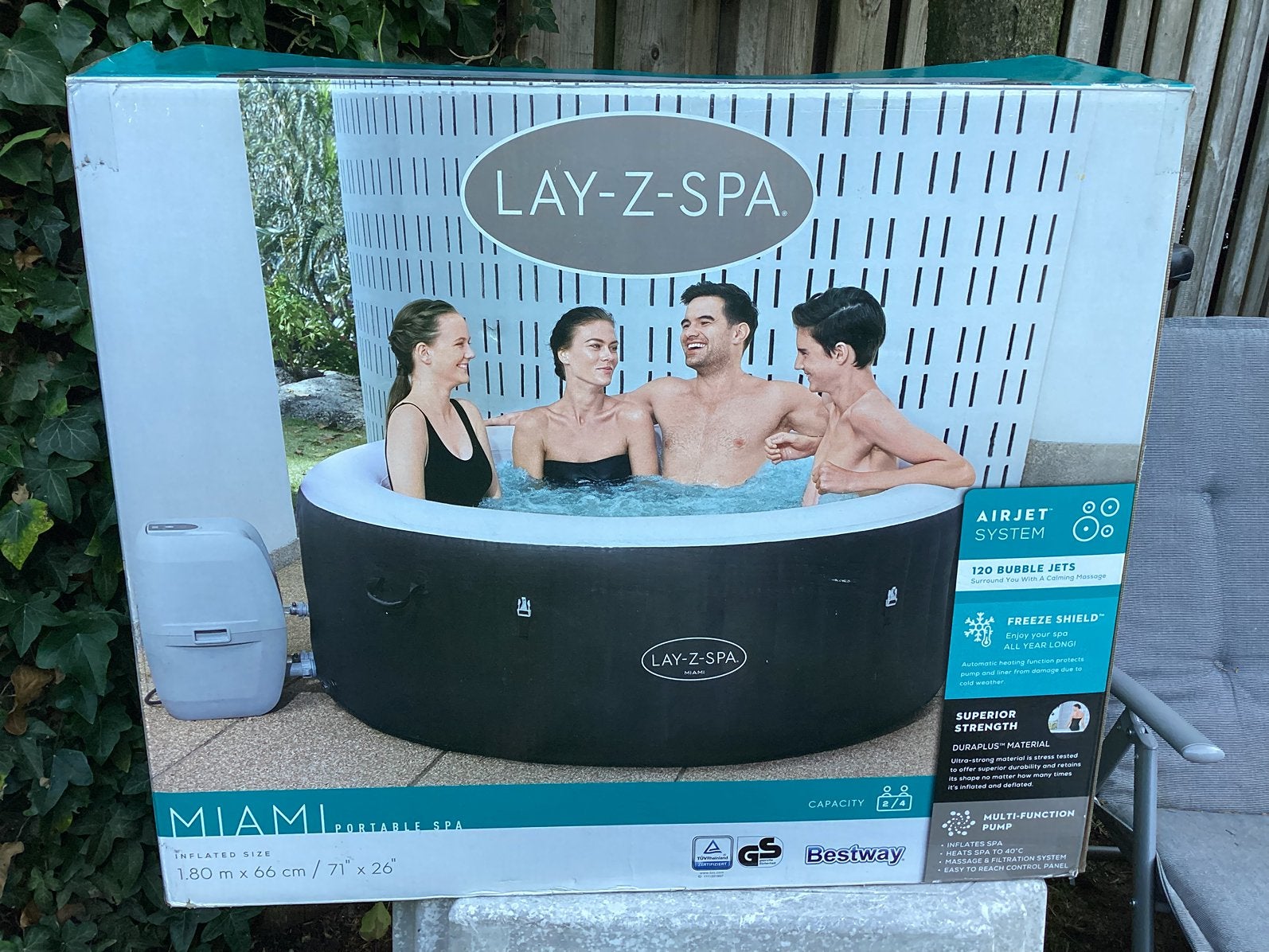 NIEUW & ONGEBRUIKT – LAY-Z-SPA Miami 4 persoons, Ophalen of Verzenden, Nieuw, Pomp, Opblaasbaar