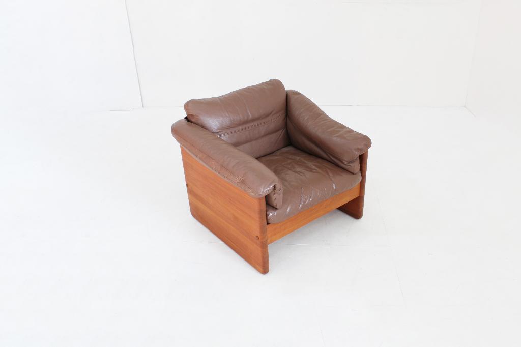 Vintage Mid Century fauteuil teak Mikael Laursen jaren 60, Gebruikt, Vintage, 75 tot 100 cm, Ophalen of Verzenden