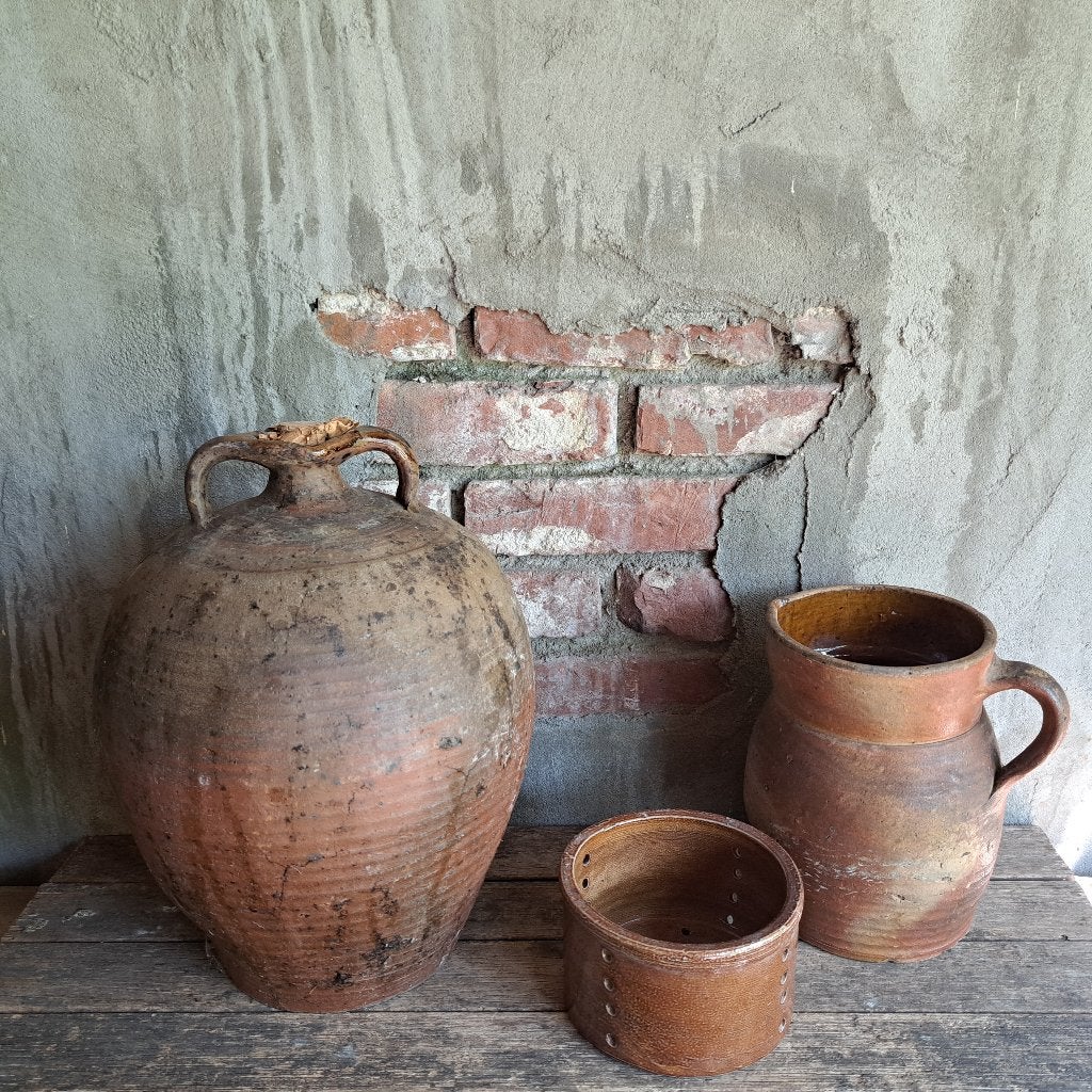 Oude brocante Franse aardewerk kruik kaasmal kan pot *Etage3, Gebruikt, ., Ophalen of Verzenden, .