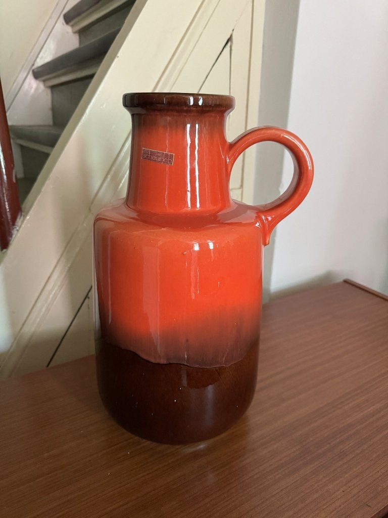 West Germany vaas Scheurich oranje vintage, Antiek en Kunst, Antiek | Vazen, Ophalen of Verzenden
