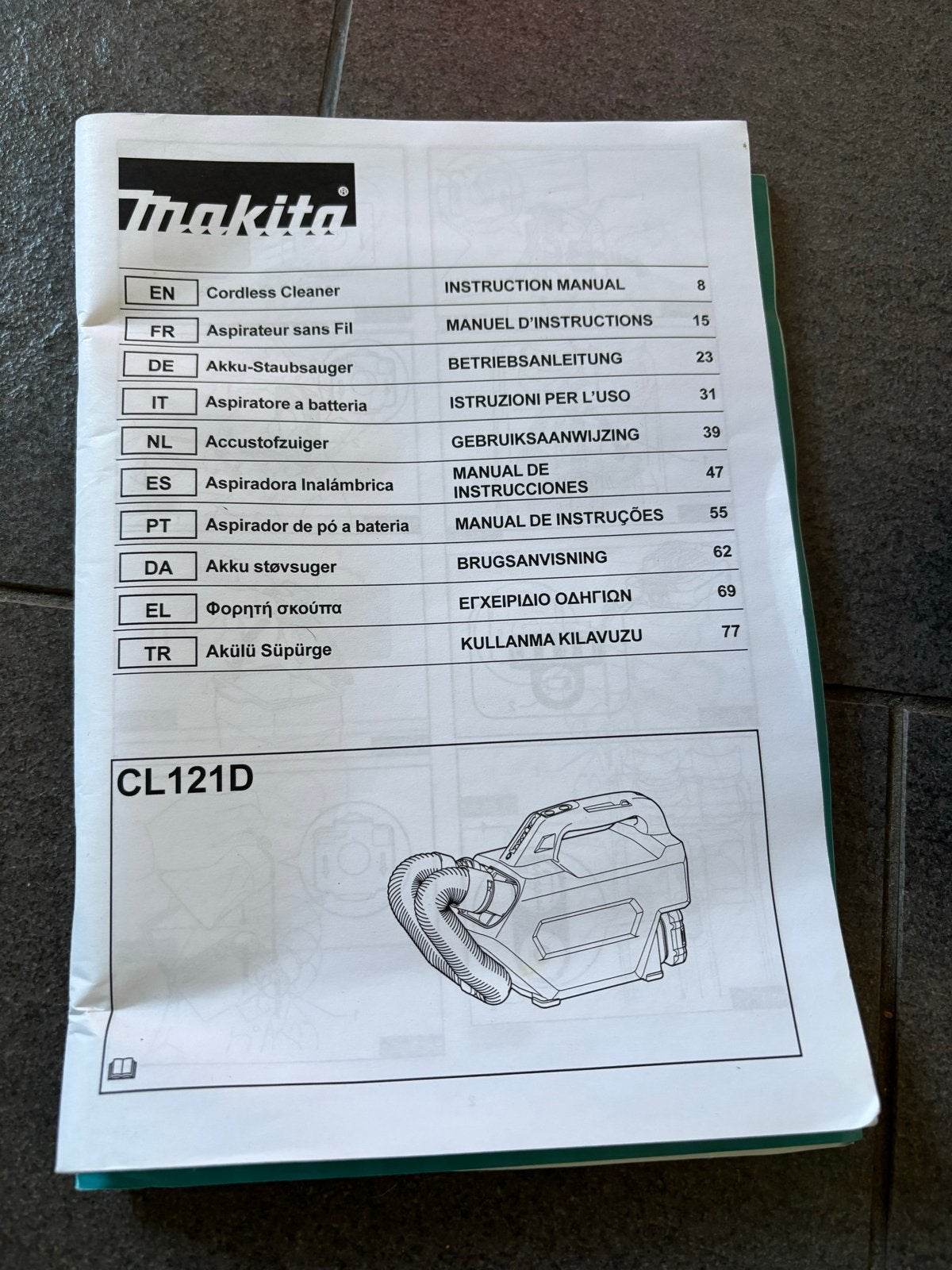 Makita CL121D Accustofzuiger met accessoires en accu, Kruimeldief, Draadloos, Ophalen of Verzenden, Zo goed als nieuw